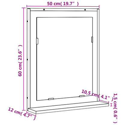 Koupelnové Zrcadlo S Poličkou Šedé Sonoma 50X12X60 Cm Kompozit