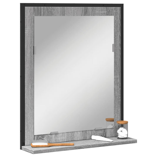 Koupelnové Zrcadlo S Poličkou Šedé Sonoma 50X12X60 Cm Kompozit