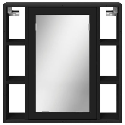 Koupelnová Skříňka Se Zrcadlem Černá 60 X 16 X 60 Cm Kompozit