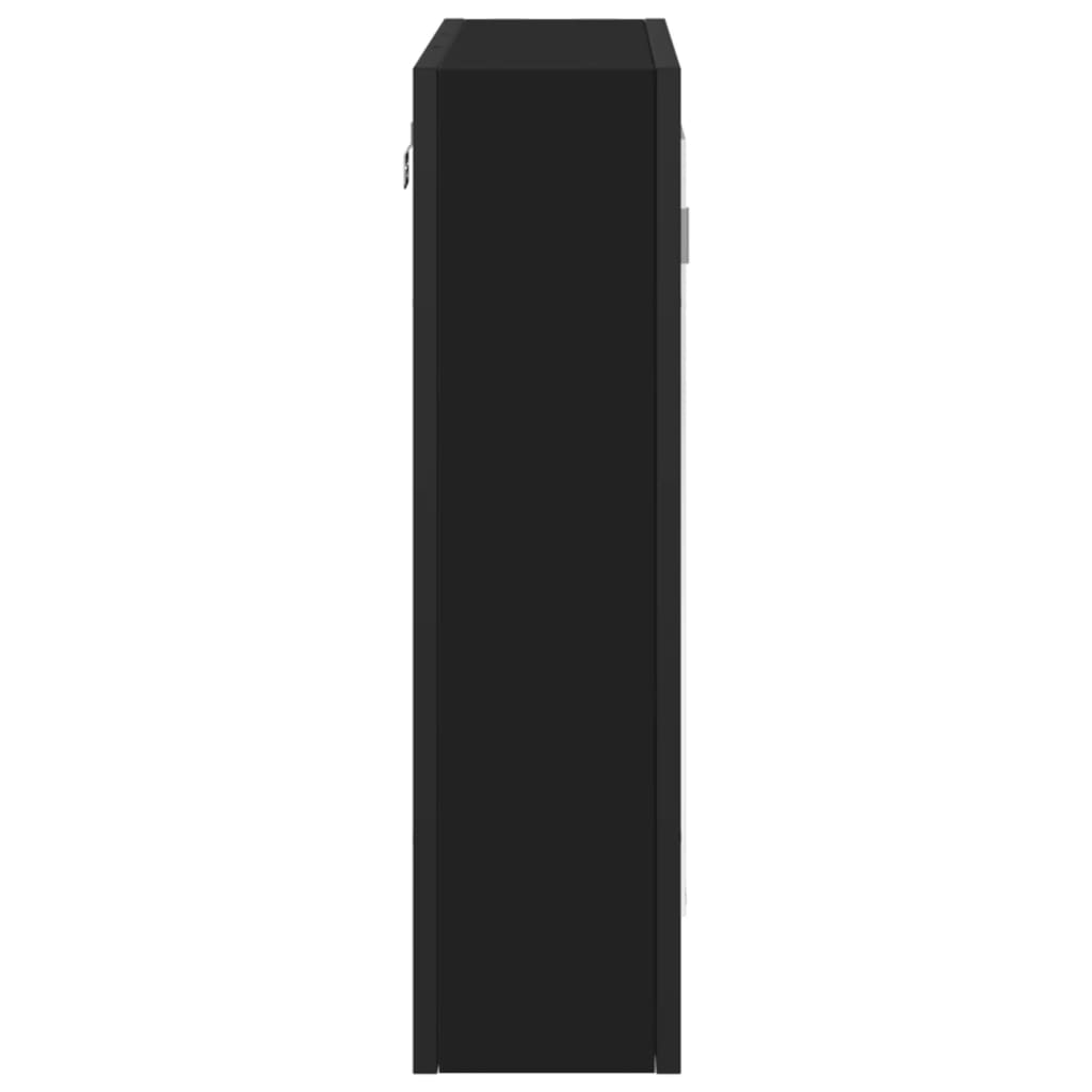 Koupelnová Skříňka Se Zrcadlem Černá 60 X 16 X 60 Cm Kompozit