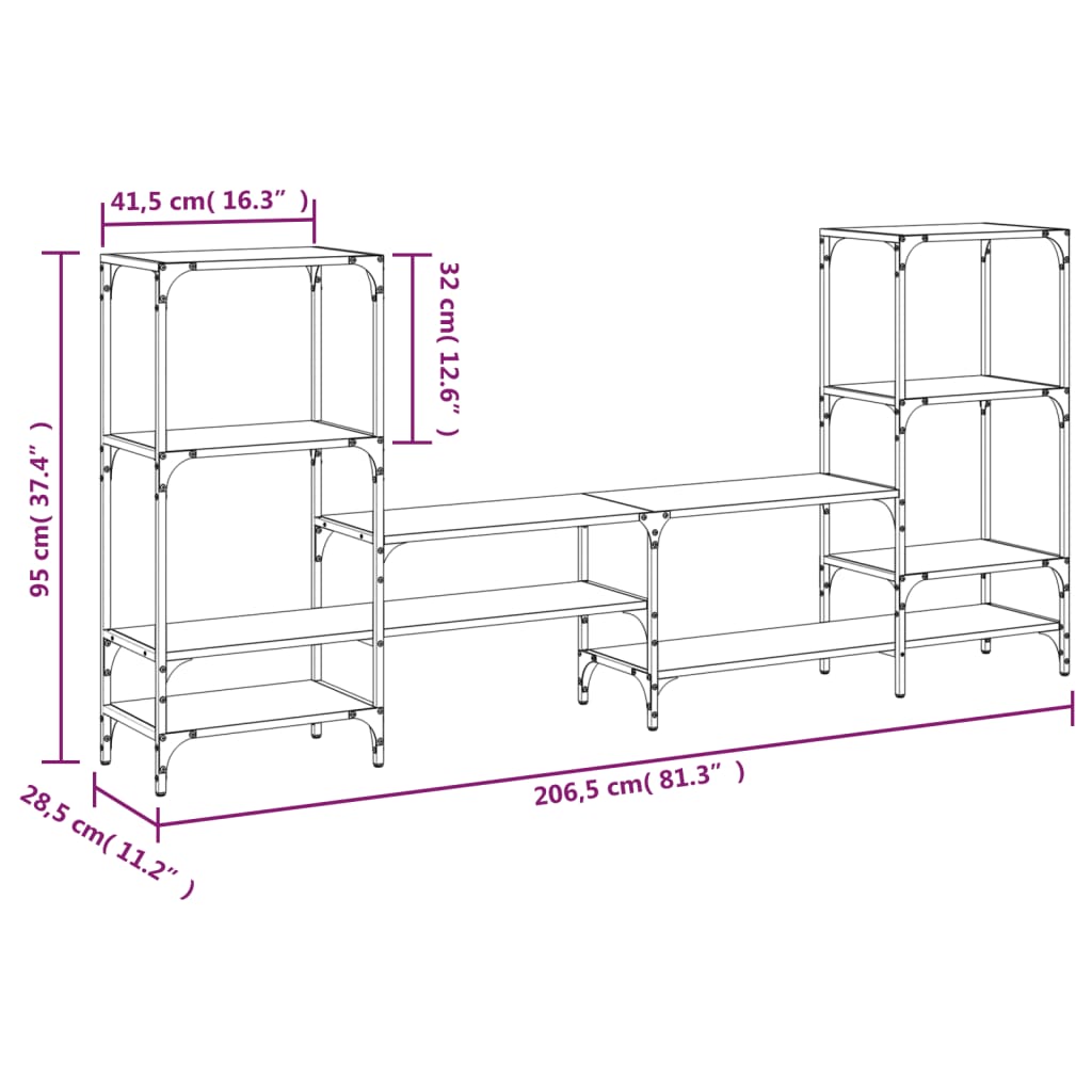 Tv Skříňka 206,5 X 28,5 X 95 Cm Kompozitní Dřevo