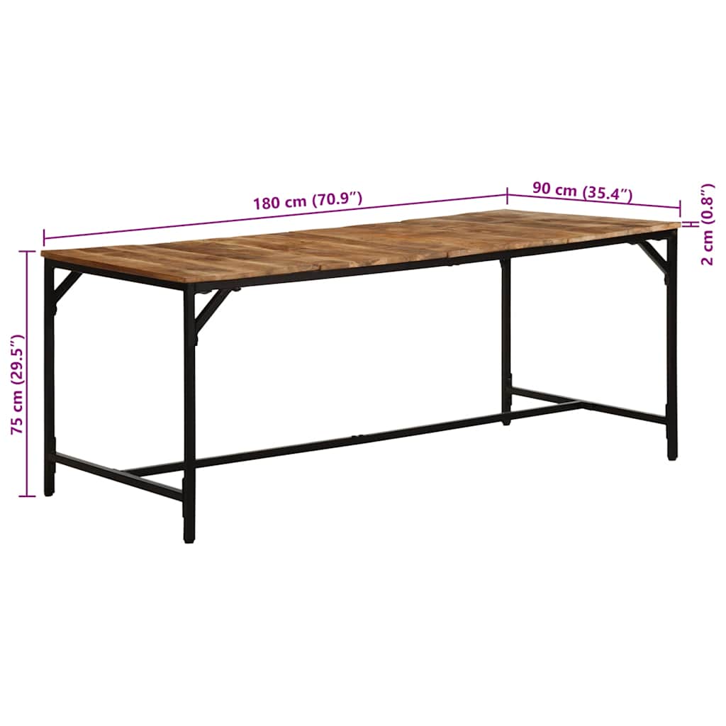 Jídelní Stůl 180X90X75 Cm Masivní Dřevo, Surové Mango