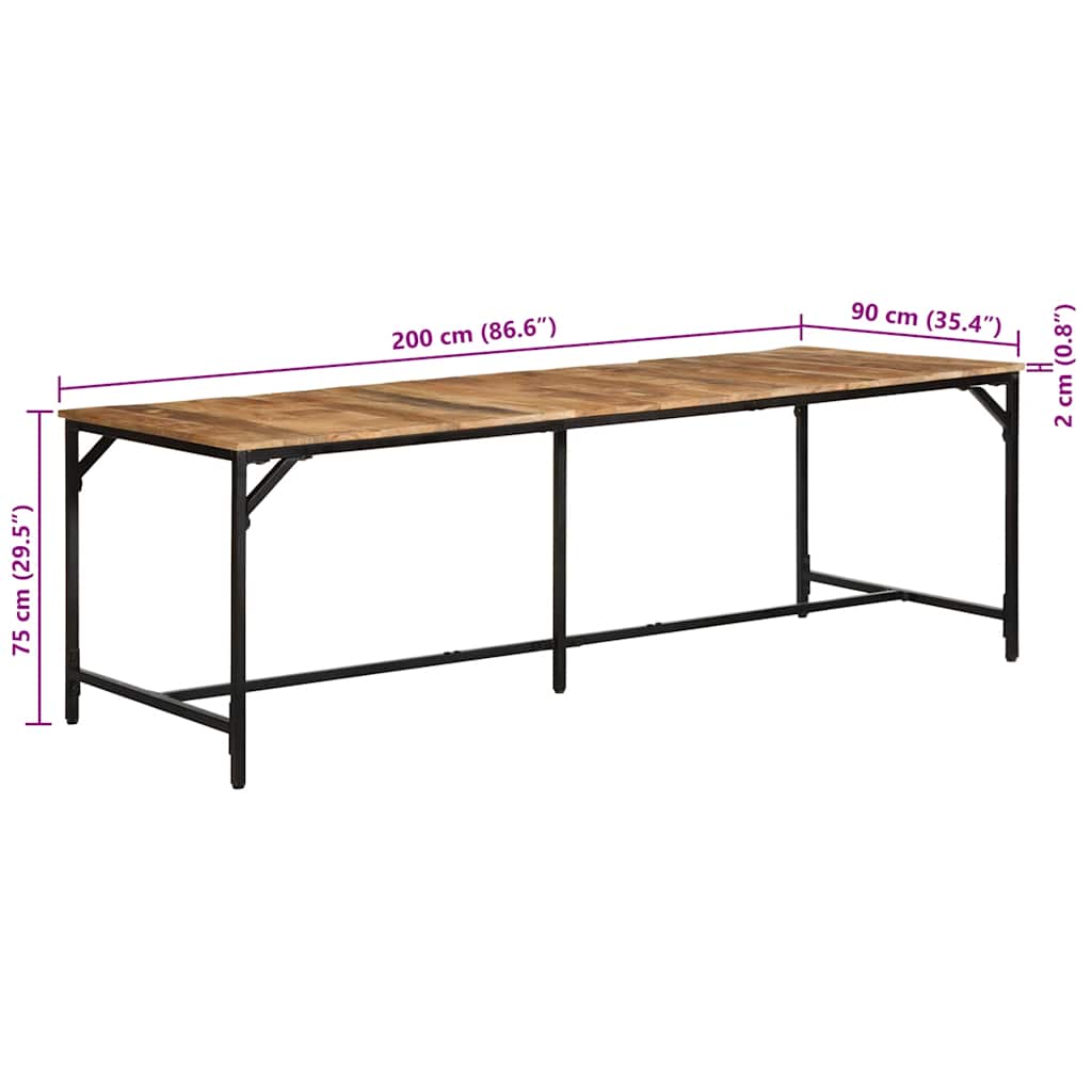 Jídelní Stůl 220X90X75 Cm Masivní Dřevo, Surové Mango