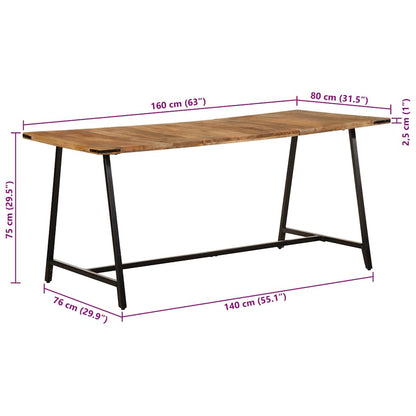 Jídelní Stůl 160 X 80 X 75 Cm Masivní Mangovníkové Dřevo