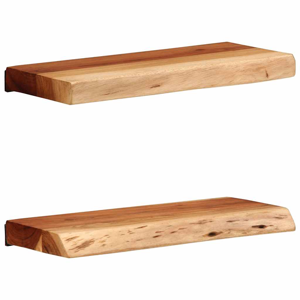 Nástěnné Police 2 Ks 40X20X3,5 Cm Masivní Dřevo Akácie