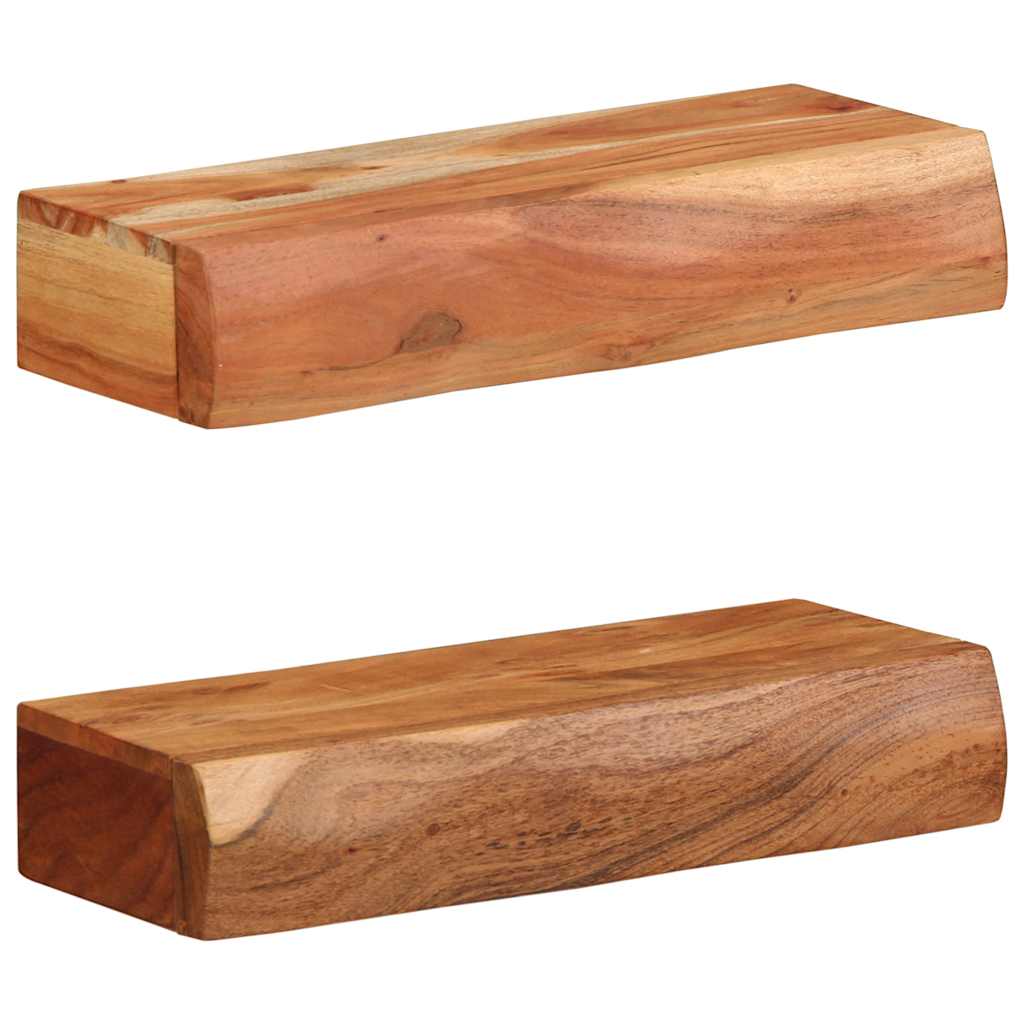 Nástěnné Police 2 Ks 40X17X8 Cm Masivní Dřevo Akácie
