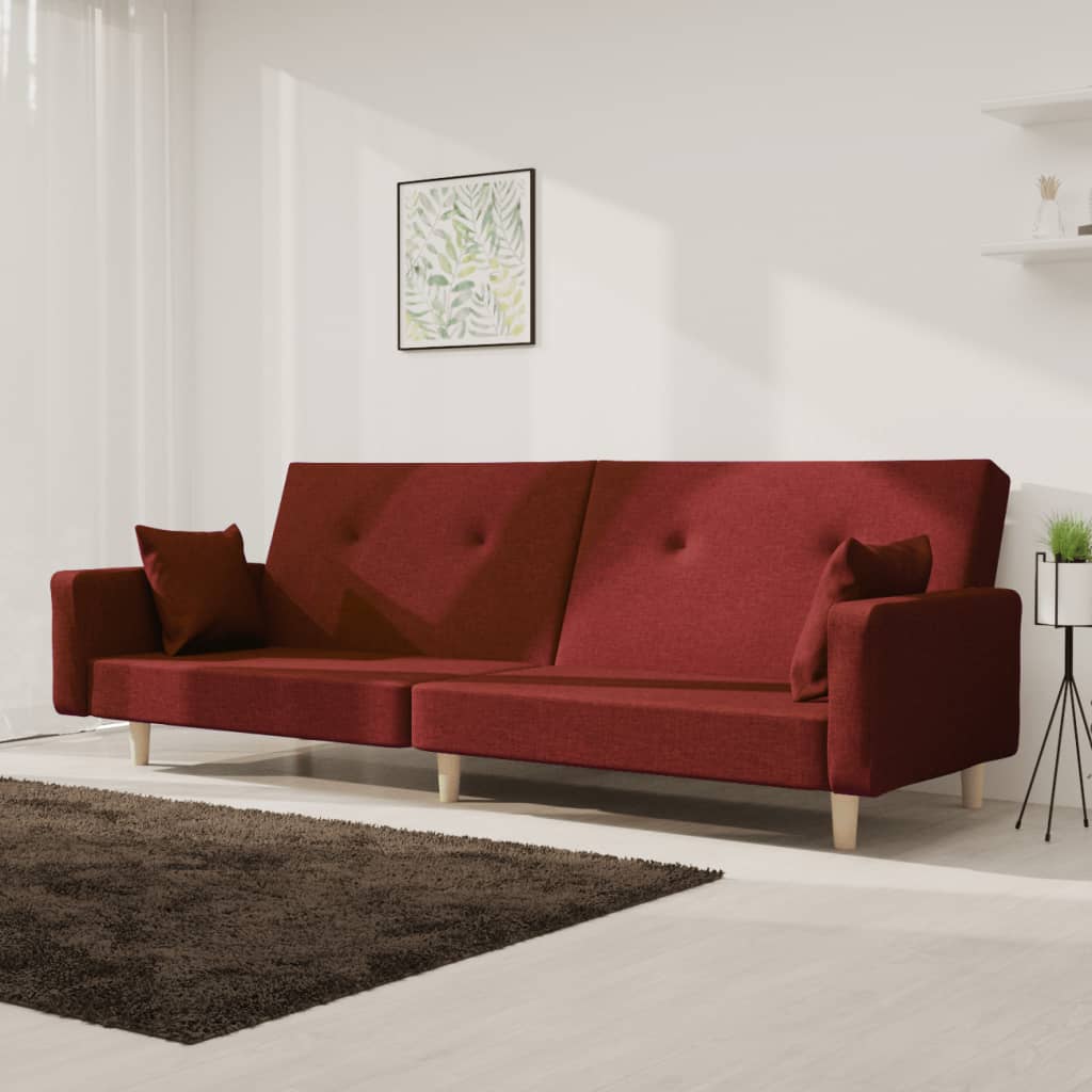 2Místná Rozkládací Pohovka Se 2 Polštáři Textil
