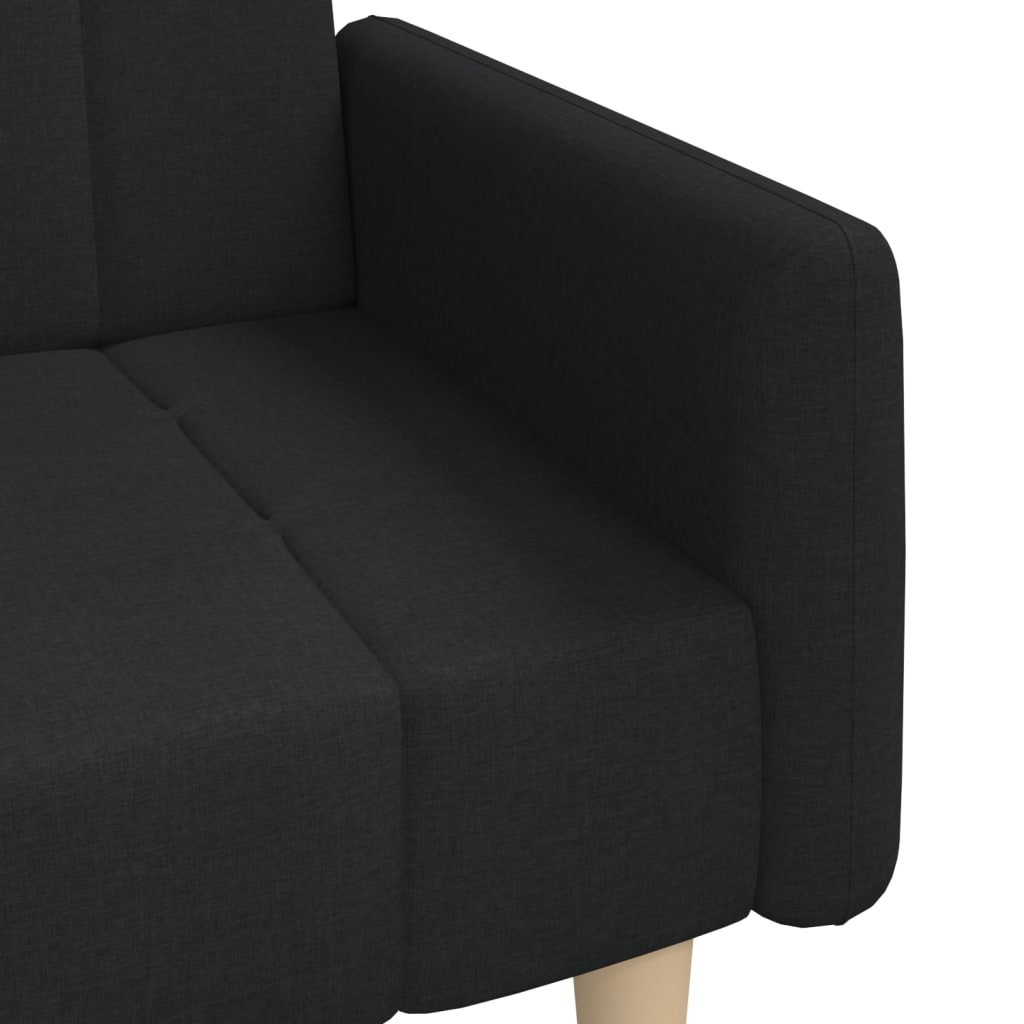 2Místná Rozkládací Pohovka Černá Textil