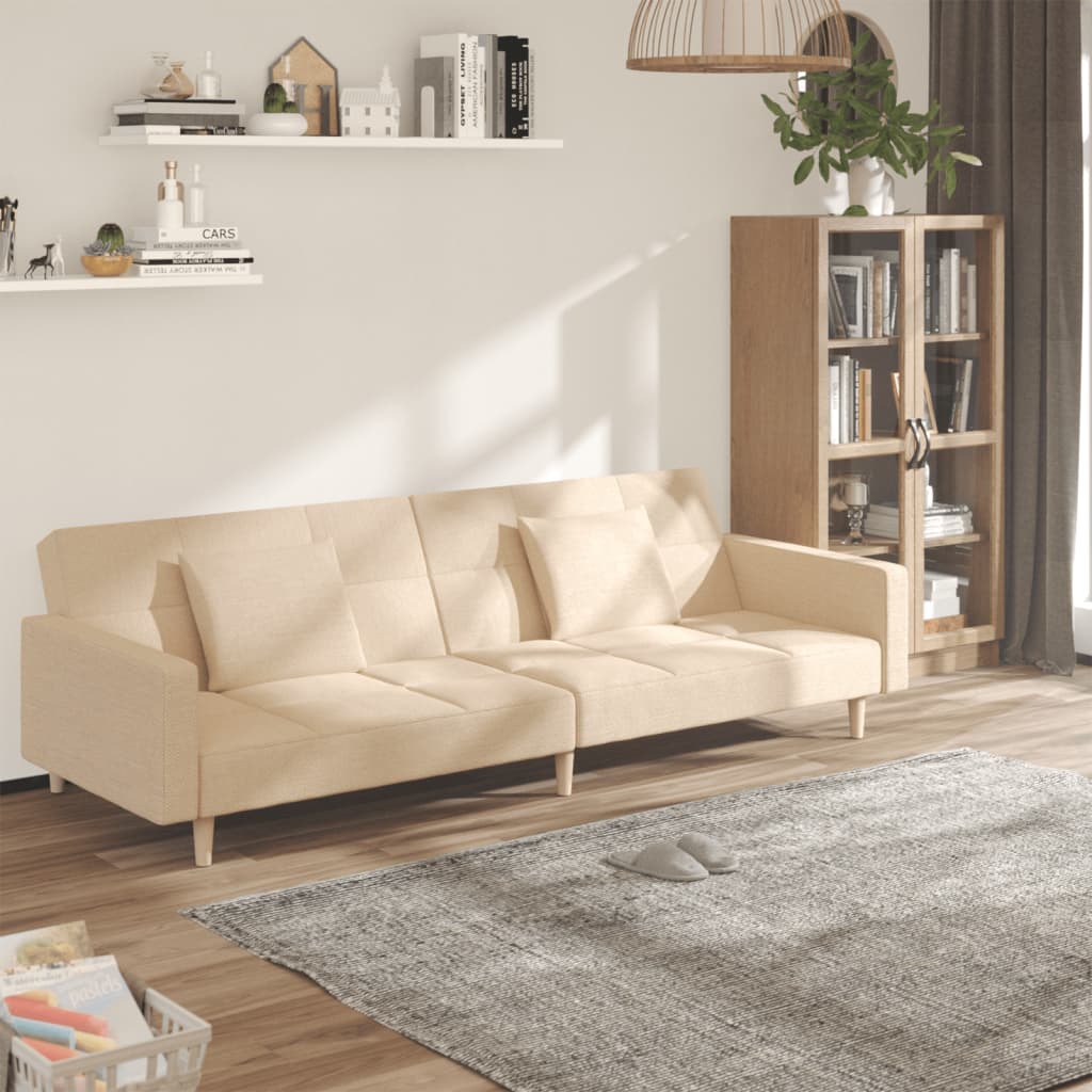 2Místná Rozkládací Pohovka Se 2 Polštáři Textil