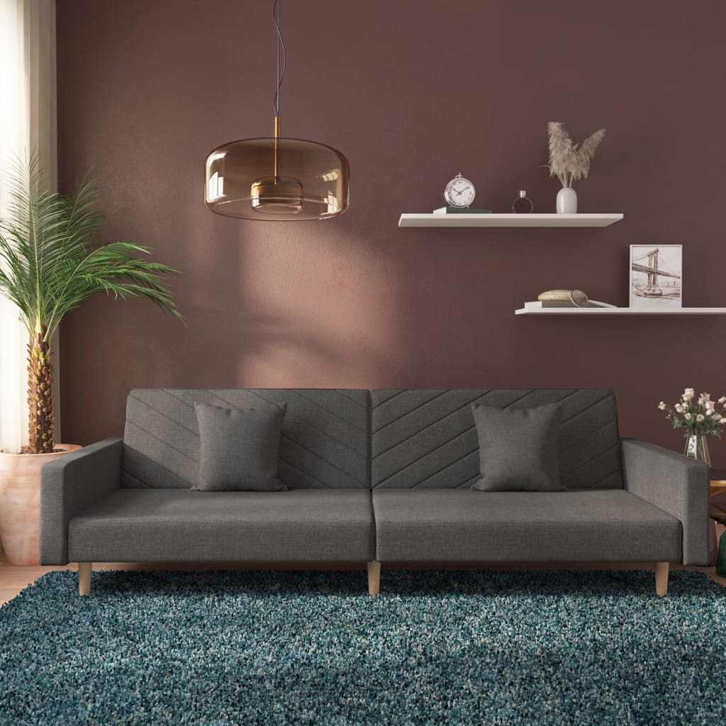2Místná Rozkládací Pohovka Se 2 Polštáři Žlutá Textil