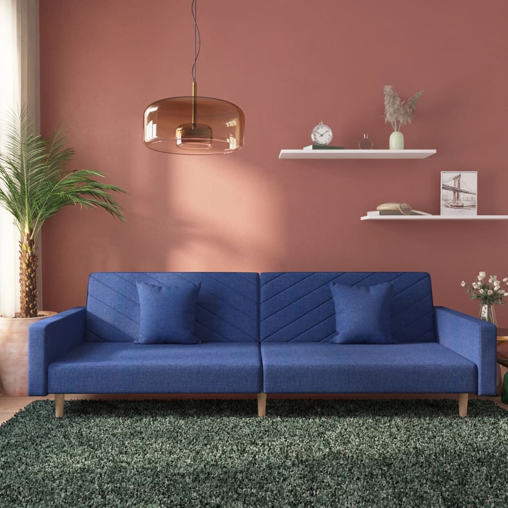2Místná Rozkládací Pohovka Se 2 Polštáři Žlutá Textil