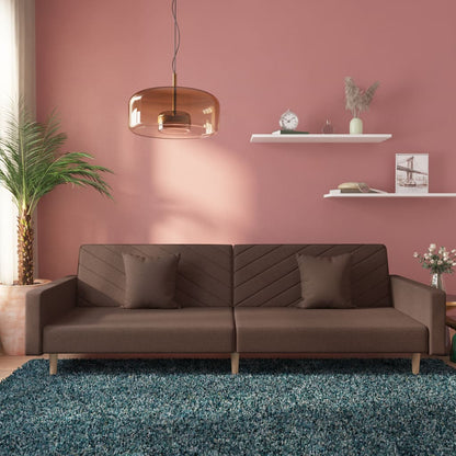 2Místná Rozkládací Pohovka Se 2 Polštáři Žlutá Textil