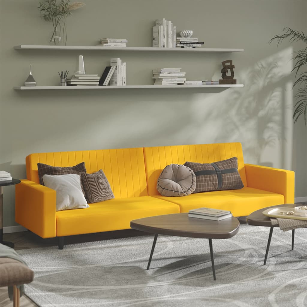 2Místná Rozkládací Pohovka Černá Samet