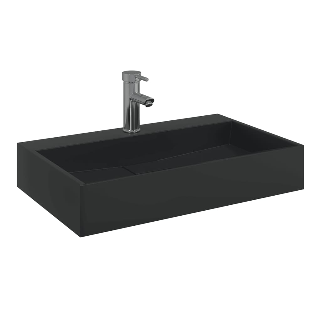 Umyvadlo 60X38X11 Cm Minerální/Mramorový Kompozit Černé