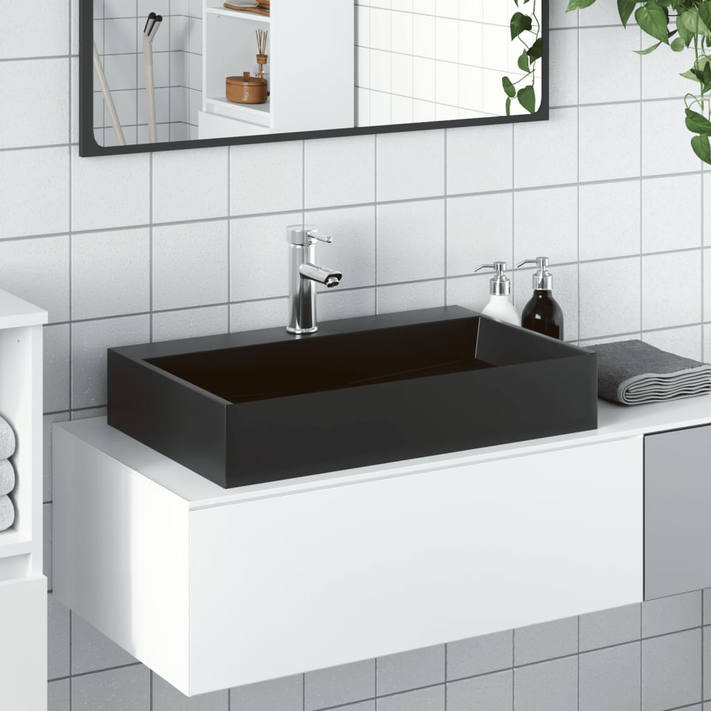 Umyvadlo 60X38X11 Cm Minerální/Mramorový Kompozit Černé