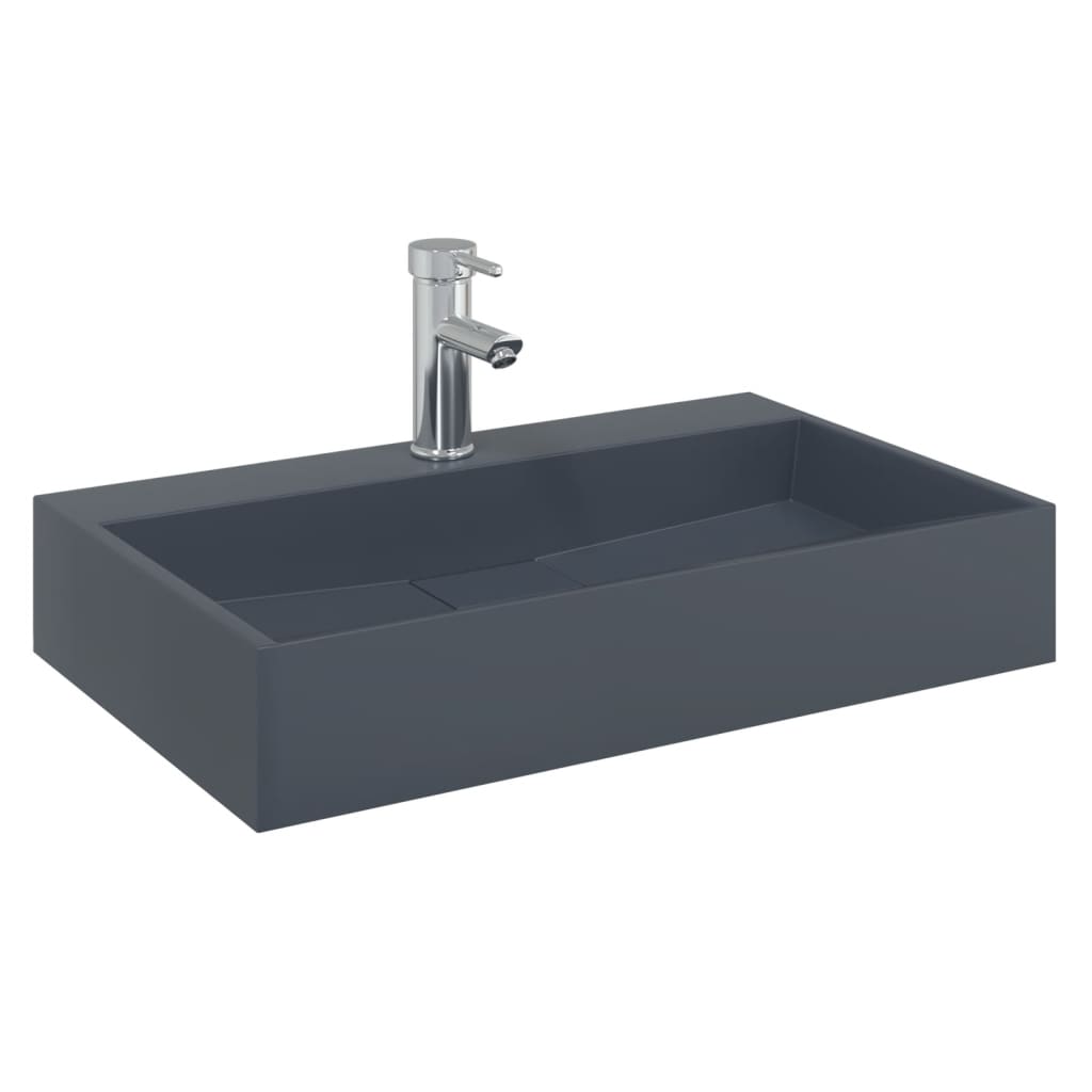 Umyvadlo 60X38X11 Cm Minerální/Mramorový Kompozit Antracitové