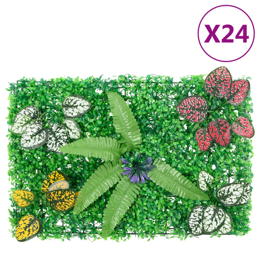 vidaXL Umělý plot s rostlinami 24 ks zelený 40 x 60 cm
