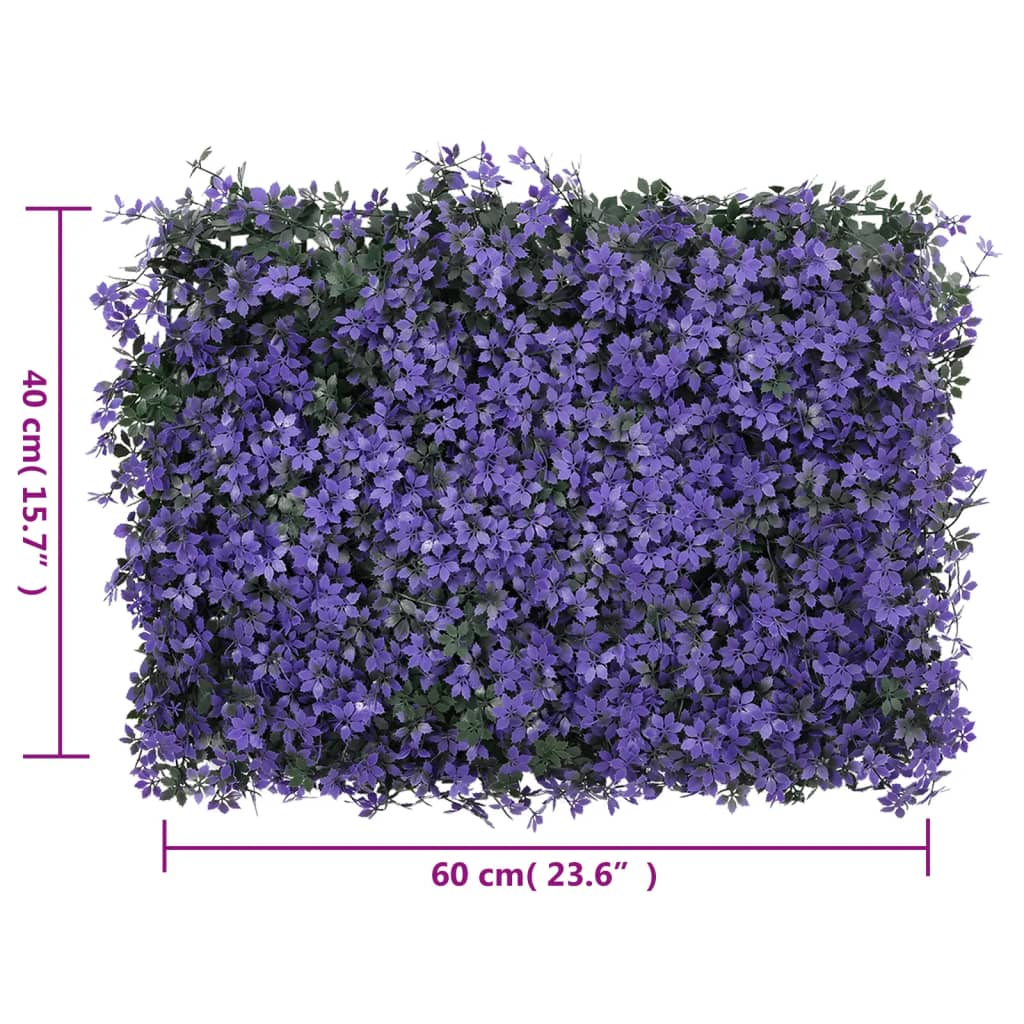  Umělý Listnatý Plot 24 Ks Fialový 40 X 60 Cm