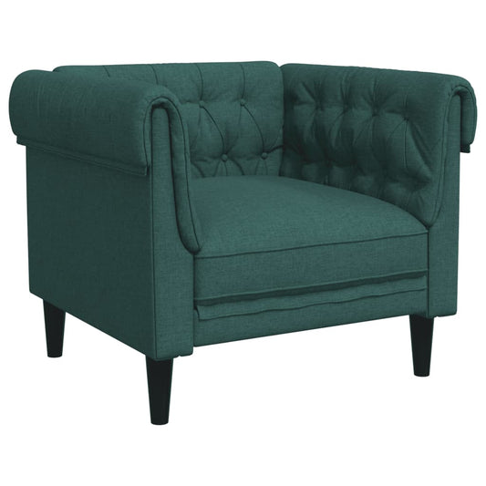 Křeslo Chesterfield Tmavě Zelené Textil