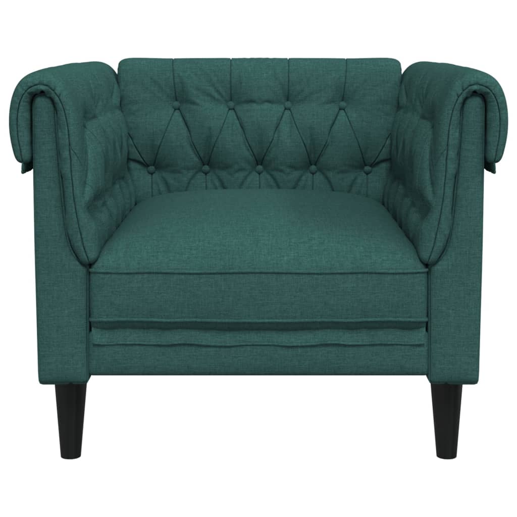Křeslo Chesterfield Tmavě Zelené Textil
