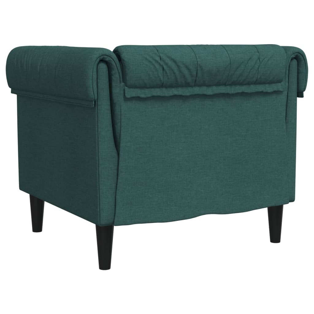 Křeslo Chesterfield Tmavě Zelené Textil