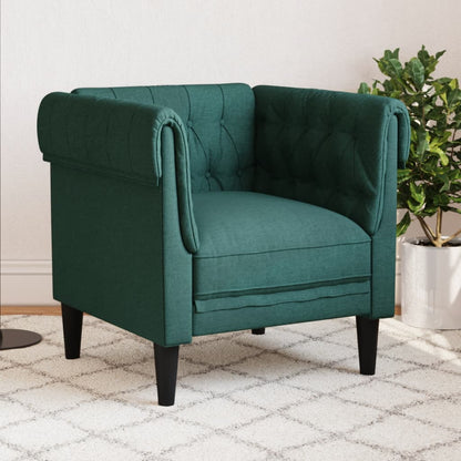 Křeslo Chesterfield Tmavě Zelené Textil