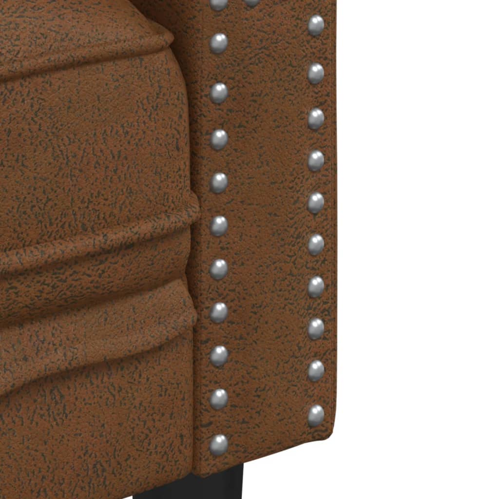 Pohovka Chesterfield 2Místná Hnědá Umělá Semišová Kůže