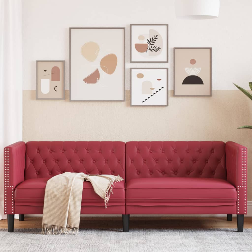Pohovka Chesterfield 3Místná Umělá Semišová Kůže