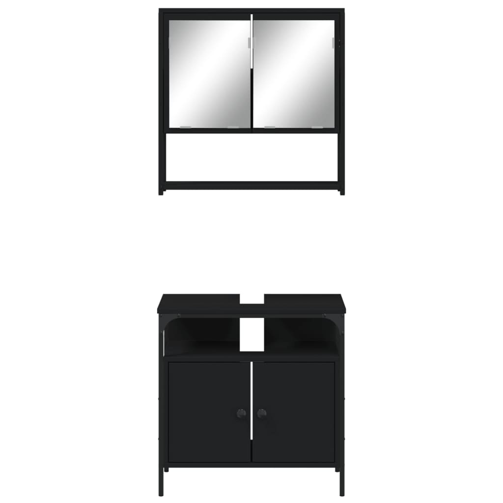 2Dílný Set Koupelnového Nábytku Černý Kompozitní Dřevo