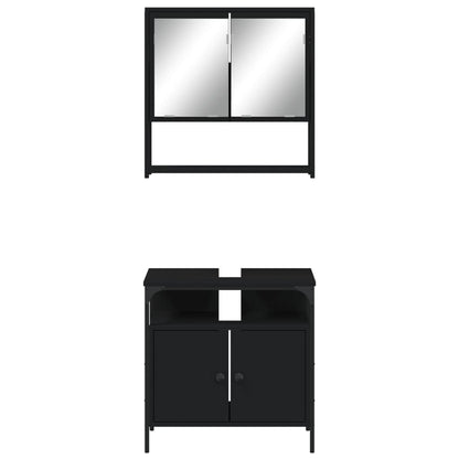 2Dílný Set Koupelnového Nábytku Černý Kompozitní Dřevo