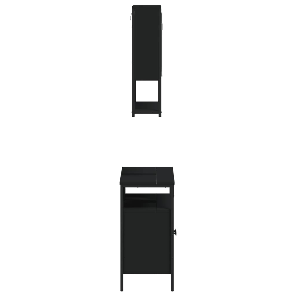 2Dílný Set Koupelnového Nábytku Černý Kompozitní Dřevo