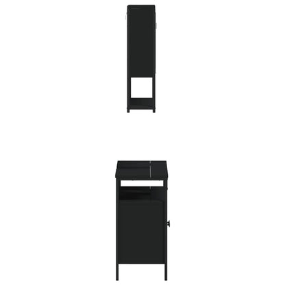 2Dílný Set Koupelnového Nábytku Černý Kompozitní Dřevo