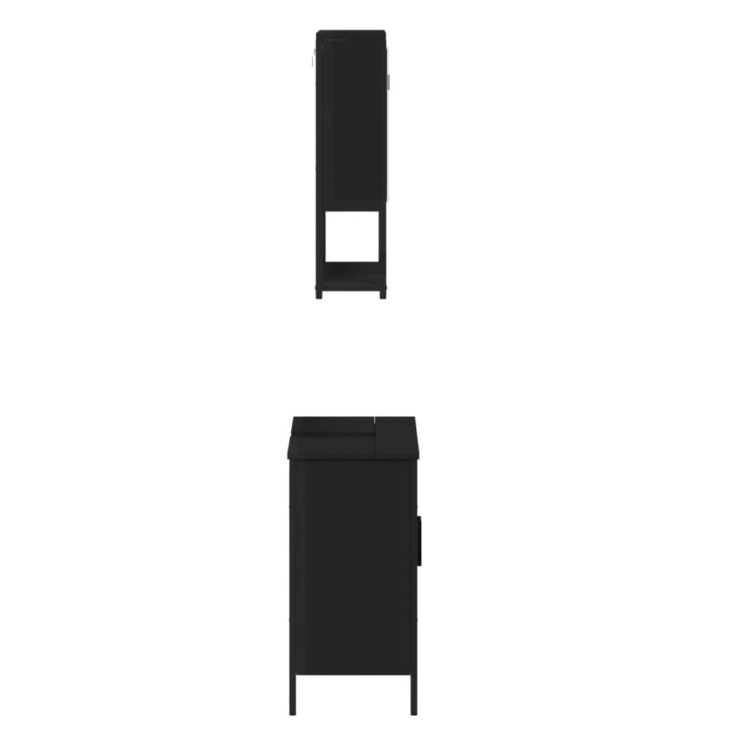 2dílný set koupelnového nábytku černý kompozitní dřevo