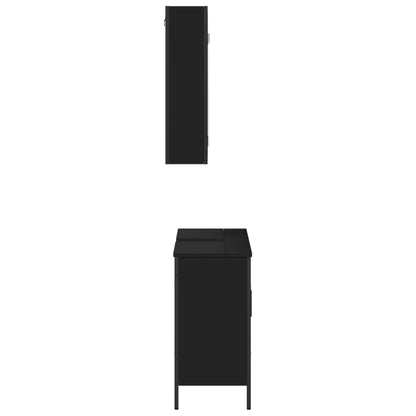 2Dílný Set Koupelnového Nábytku Černý Kompozitní Dřevo