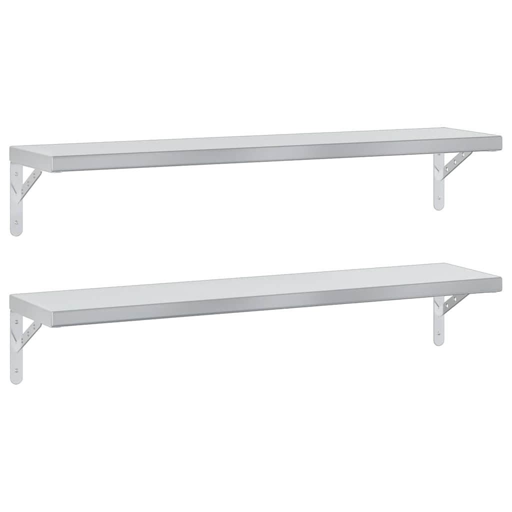 Nástěnné Police 2 Ks 100 X 23,5 Cm Stříbrné Nerezová Ocel