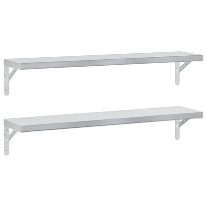 Nástěnné Police 2 Ks 100 X 23,5 Cm Stříbrné Nerezová Ocel