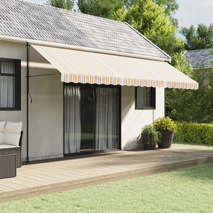 Náhradní Plachta Na Markýzu Vícebarevné Pruhy 4 X 3 M Modrá A Oranžová