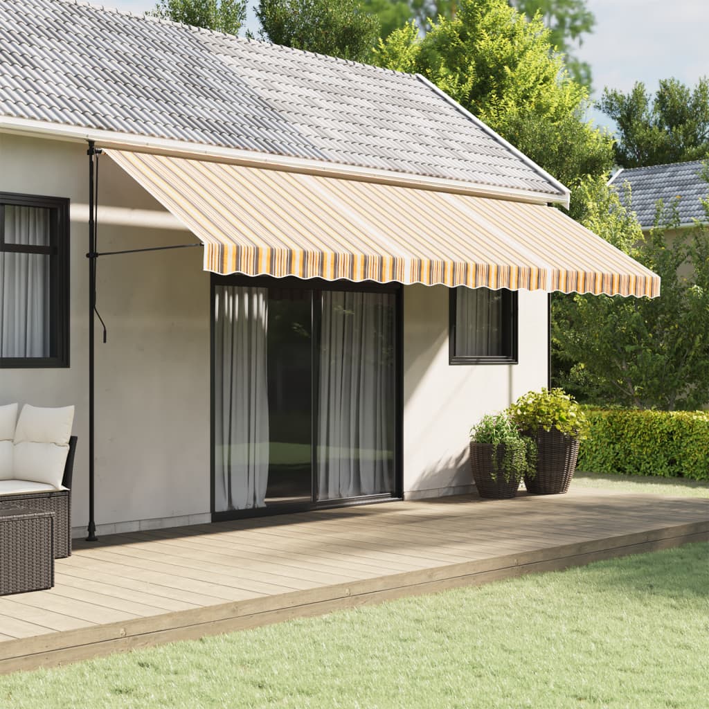 Náhradní Plachta Na Markýzu Vícebarevné Pruhy 4 X 3,5 M Oranžová A Černá