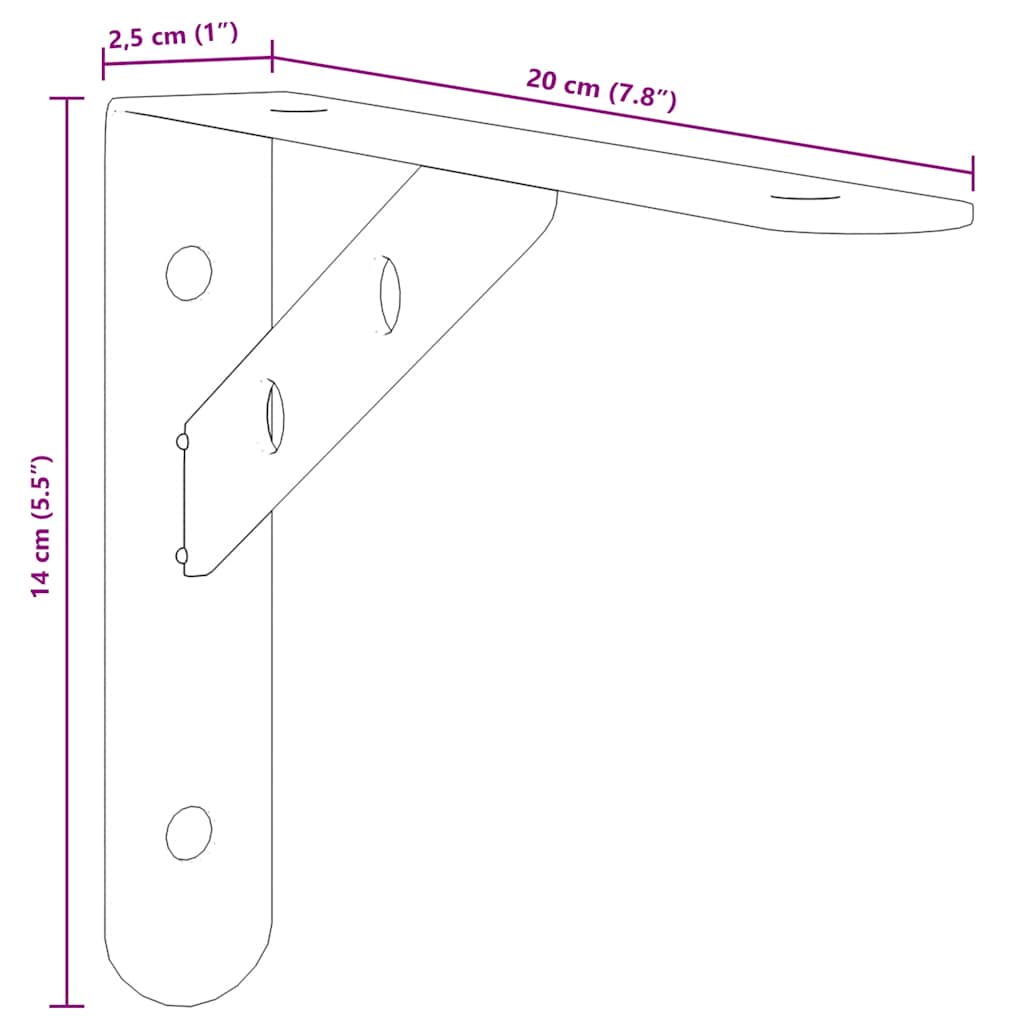Policové Držáky 4 Ks 20 X 2,5 X 14 Cm Stříbrné Nerezová Ocel