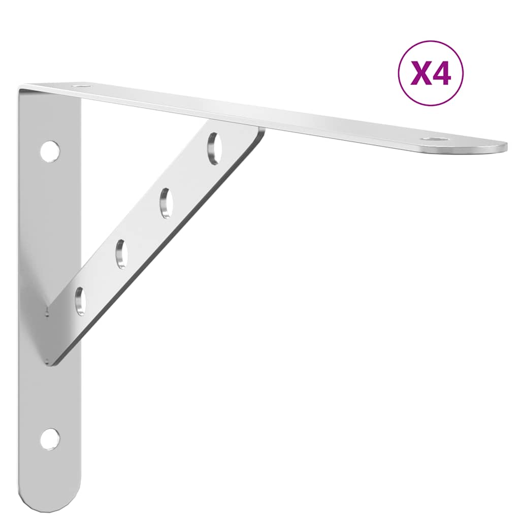 Policové Držáky 4 Ks 30 X 2,5 X 15,5 Cm Stříbrné Nerezová Ocel