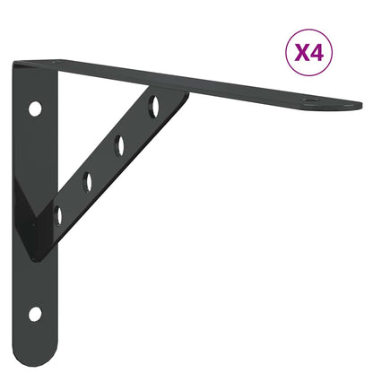 Policové Držáky 4 Ks 30 X 2,5 X 15,5 Cm Černé Nerezová Ocel