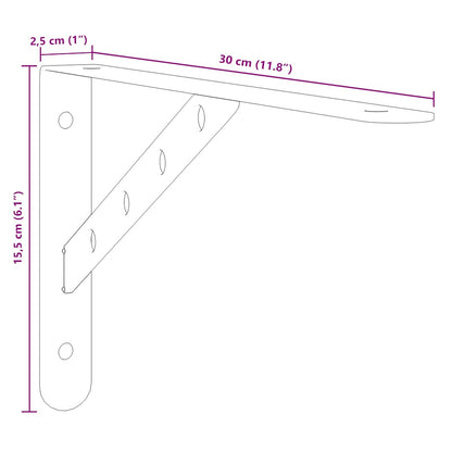 Policové Držáky 4 Ks 30 X 2,5 X 15,5 Cm Černé Nerezová Ocel