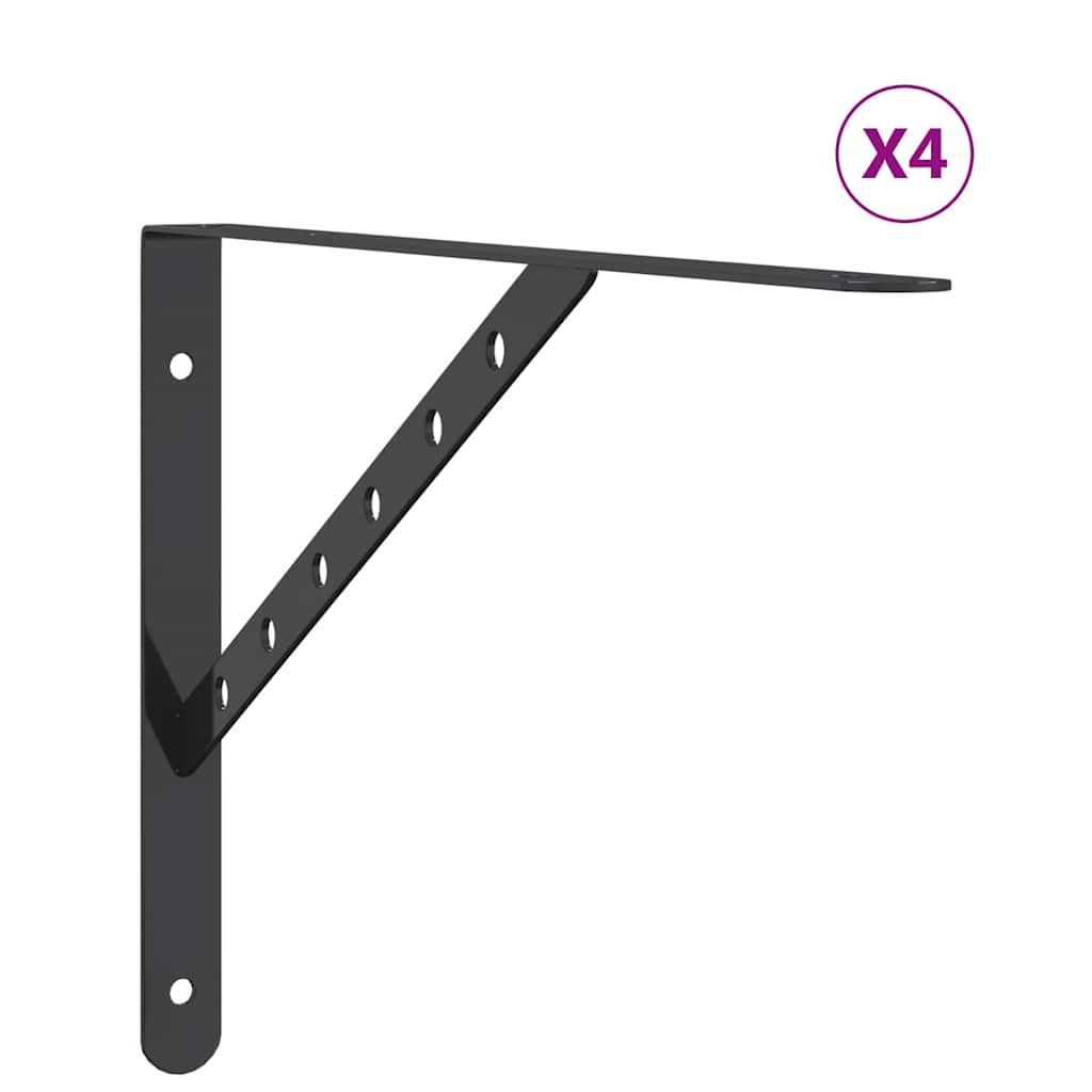 Policové Držáky 4 Ks 40 X 2,5 X 25 Cm Černé Nerezová Ocel