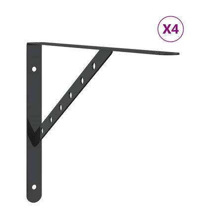 Policové Držáky 4 Ks 40 X 2,5 X 25 Cm Černé Nerezová Ocel