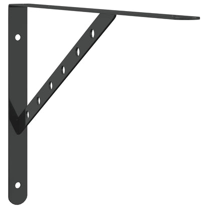 Policové Držáky 4 Ks 40 X 2,5 X 25 Cm Černé Nerezová Ocel