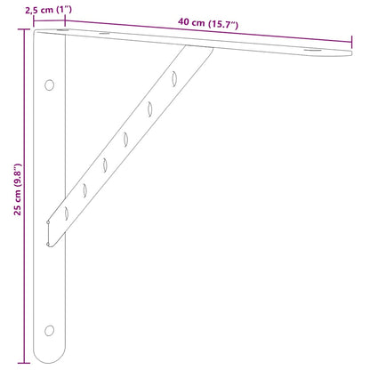 Policové Držáky 4 Ks 40 X 2,5 X 25 Cm Černé Nerezová Ocel