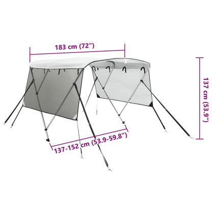 Bimini Stříška Se 3 Oblouky A Bočnicemi 183X(137–152)X137 Cm Bílá A Černá