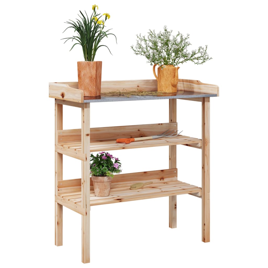 Přesazovací Stůl S Policemi Hnědý 78X38X82,5 Cm Masivní Jedle