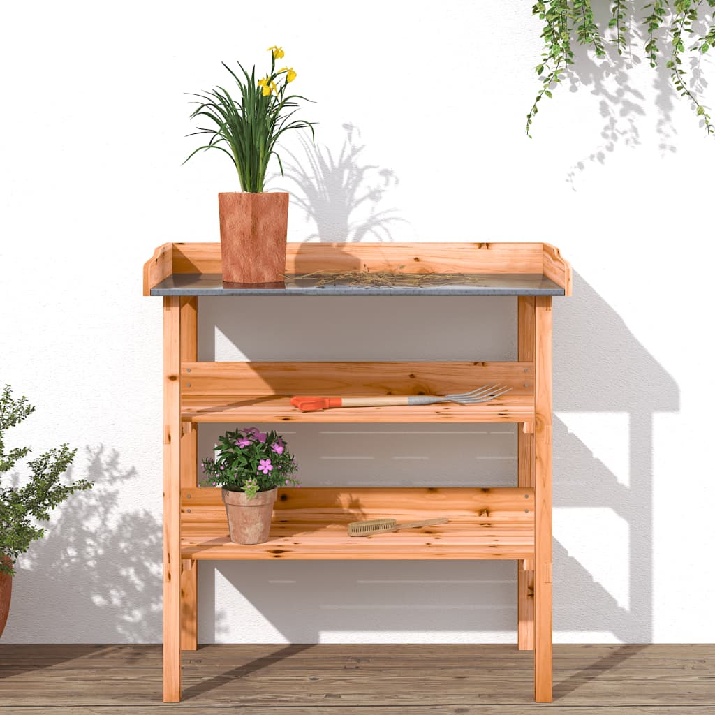 Přesazovací Stůl S Policemi Hnědý 78X38X82,5 Cm Masivní Jedle