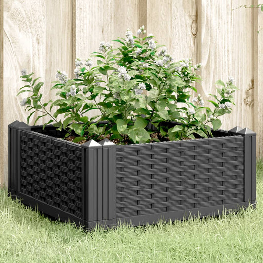 Zahradní truhlík s kolíky černý 42,5 x 42,5 x 28,5 cm PP